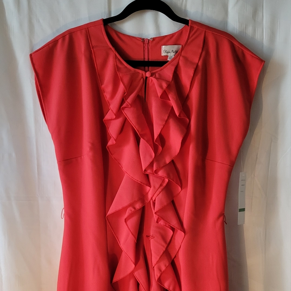 Olivia Matthews Ruffled Coral Dress, size 12